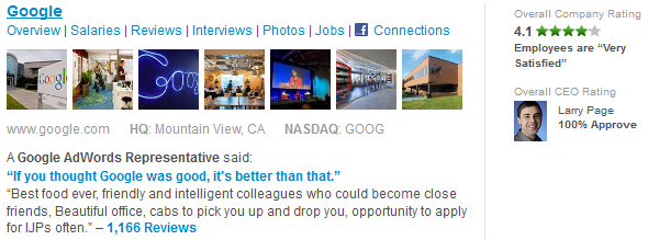 Google review on Glassdoor.com
